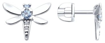 Пусеты Diamant 94-122-02197-1 вес 1.85 г серебро, фианит купить,10143