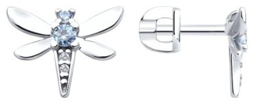 Пусеты Diamant 94-122-02197-1 вес 1.85 г серебро, фианит купить,10143