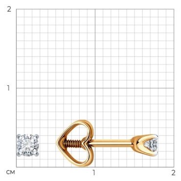 Пусеты Diamant 51-122-02086-1 вес 0.74 г золото, фианит купить,110808