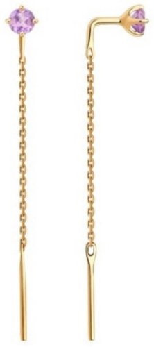 Серьги Diamant 51-323-02805-3 вес 0.76 г золото, аметист купить,80625