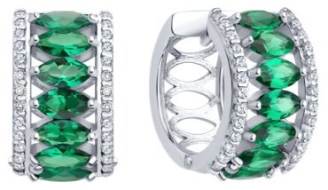 Серьги Diamant 94-320-02192-2 вес 7 г серебро, ситалл, фианит купить,56097