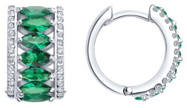 Серьги Diamant 94-320-02192-2 вес 7 г серебро, ситалл, фианит купить,56097