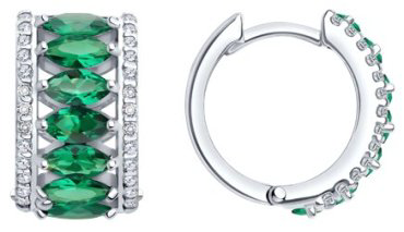 Серьги Diamant 94-320-02192-2 вес 7 г серебро, ситалл, фианит купить,56097