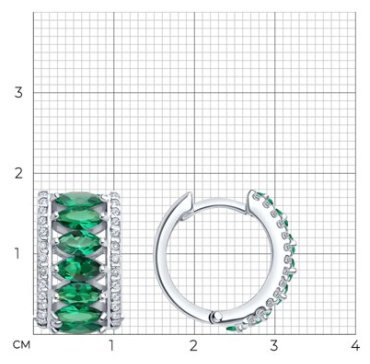 Серьги Diamant 94-320-02192-2 вес 7 г серебро, ситалл, фианит купить,56097
