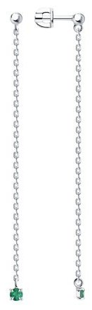 Пусеты Diamant 94-222-01102-3 вес 1.69 г серебро, изумруд купить,57401