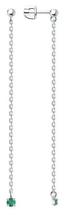 Пусеты Diamant 94-222-01102-3 вес 1.69 г серебро, изумруд купить,57401