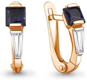 Серьги AQUAMARINE 400182Н.6 вес 1.74 г серебро, наносапфир, фианит купить,24419