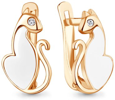 Серьги AQUAMARINE 400790А вес 1.7 г серебро, фианит, эмаль купить,NaN