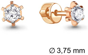 Пусеты AQUAMARINE 416881А.6 вес 1.54 г серебро, фианит купить,20315
