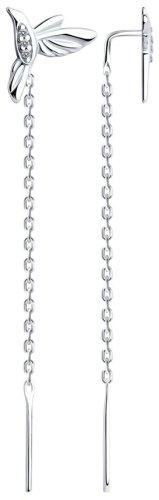 Серьги-цепочки SOKOLOV 94025973 вес 1.26 г серебро, фианит купить,NaN