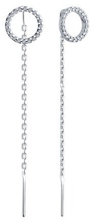 Серьги-цепочки SOKOLOV 94026610 вес 1.75 г серебро, фианит купить,12510
