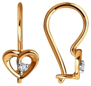 Серьги Diamant 51-120-00748-1 вес 0.8 г золото, фианит купить,91300