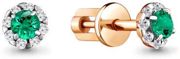 Пусеты AQUAMARINE 44075Г.6 вес 1.22 г серебро, наноизумруд, фианит купить,13712