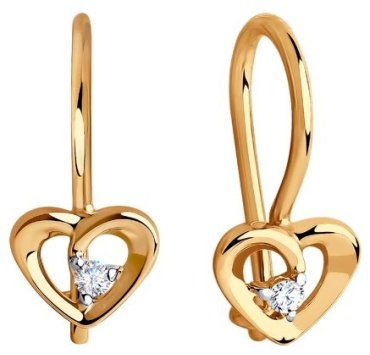 Серьги Diamant 51-120-00748-1 вес 0.8 г золото, фианит купить,91300