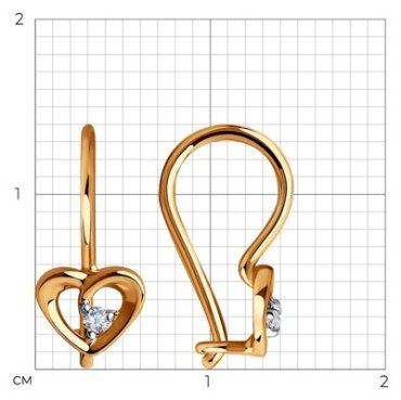 Серьги Diamant 51-120-00748-1 вес 0.8 г золото, фианит купить,91300