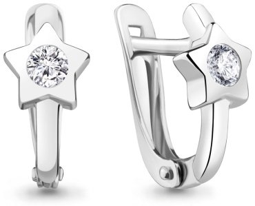 Серьги AQUAMARINE 48867А вес 1.6 г серебро, фианит купить,13851