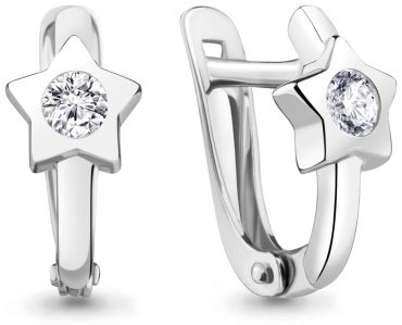 Серьги AQUAMARINE 48867А вес 1.6 г серебро, фианит купить,13851