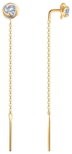 Серьги-цепочки Diamant 51-123-02327-1 вес 1.18 г золото, фианит купить,122448