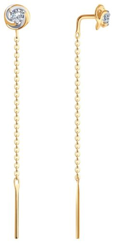 Серьги-цепочки Diamant 51-123-02327-1 вес 1.18 г золото, фианит купить,122448