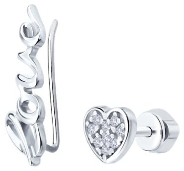 Серьги Diamant 94-122-02295-1_s вес 1.81 г серебро, фианит купить,12200