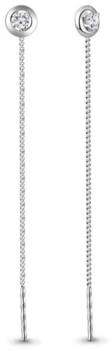 Серьги-цепочки AQUAMARINE 45473A вес 0.93 г серебро, фианит купить,11774