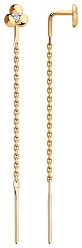 Серьги-цепочки Diamant 51-123-00370-1 вес 0.82 г золото, фианит купить,82711