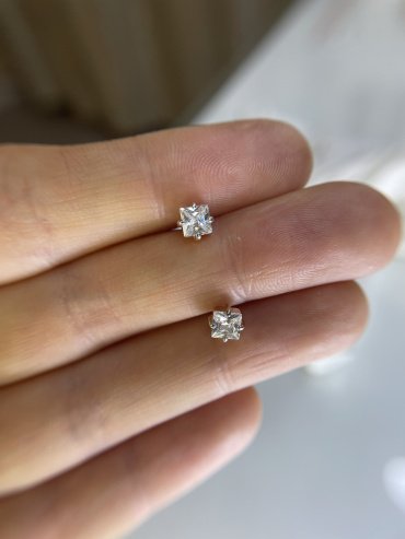 Пусеты AQUAMARINE 420851 вес 1.5 г серебро, фианит купить,16621