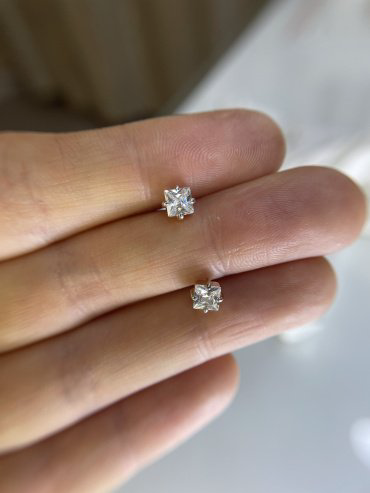 Пусеты AQUAMARINE 420851 вес 1.5 г серебро, фианит купить,16621