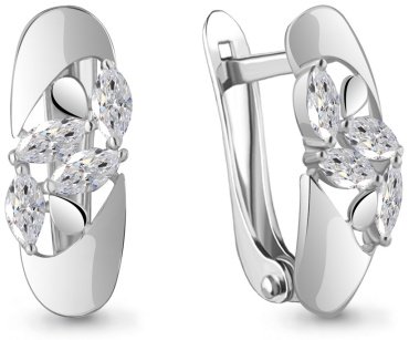 Серьги AQUAMARINE 49215 вес 2 г серебро, фианит купить,27702