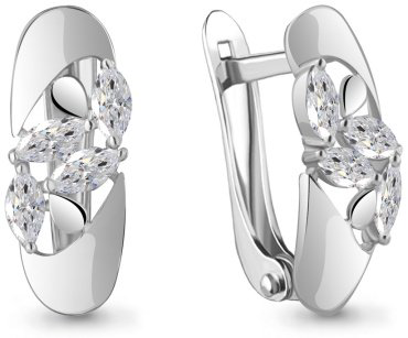 Серьги AQUAMARINE 49215 вес 2 г серебро, фианит купить,27702