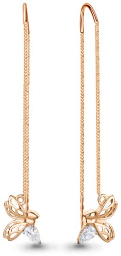 Серьги-цепочки AQUAMARINE 49385.6 вес 2.12 г серебро, фианит купить,18699