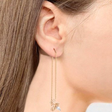 Серьги-цепочки AQUAMARINE 49385.6 вес 2.12 г серебро, фианит купить,18699