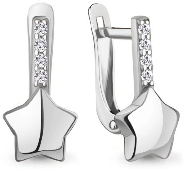 Серьги AQUAMARINE 400411А вес 1.5 г серебро, фианит купить,22367