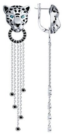 Серьги Diamant 94-121-02062-1 вес 11.64 г серебро, фианит, эмаль купить,76950