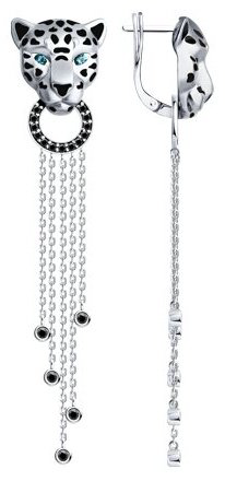 Серьги Diamant 94-121-02062-1 вес 11.64 г серебро, фианит, эмаль купить,76950