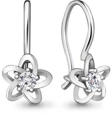 Серьги AQUAMARINE 49203А вес 1.06 г серебро, фианит купить,9990