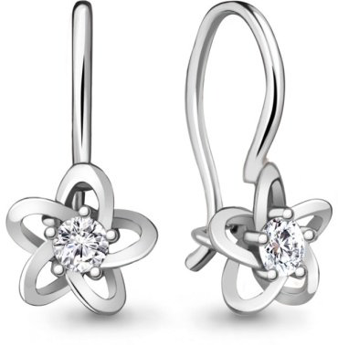 Серьги AQUAMARINE 49203А вес 1.06 г серебро, фианит купить,9990