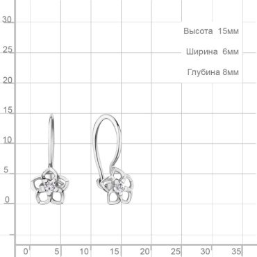 Серьги AQUAMARINE 49203А вес 1.06 г серебро, фианит купить,9990