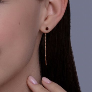 Серьги-цепочки SOKOLOV 51-323-02805-2 вес 0.84 г золото, гранат купить,88855