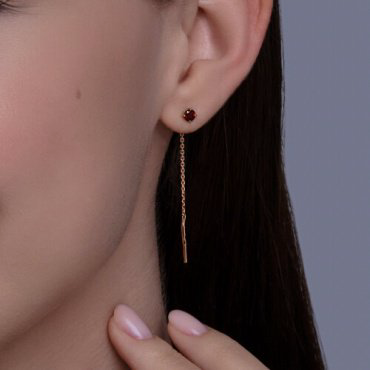 Серьги-цепочки SOKOLOV 51-323-02805-2 вес 0.84 г золото, гранат купить,88855