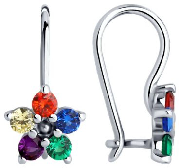 Серьги Diamant 94-120-02141-1 вес 1.32 г серебро, фианит купить,NaN