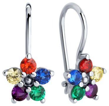 Серьги Diamant 94-120-02141-1 вес 1.32 г серебро, фианит купить,NaN