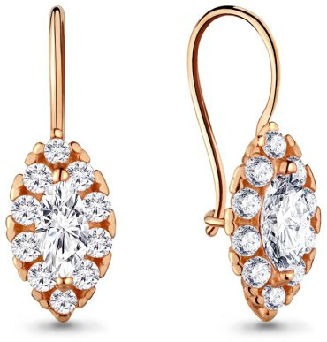 Серьги AQUAMARINE 40969А вес 1.64 г серебро, фианит купить,13851