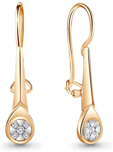 Серьги AQUAMARINE 48948А вес 1.52 г серебро, фианит купить,13712