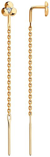 Серьги-цепочки Diamant 51-123-00370-1 вес 0.82 г золото, фианит купить,NaN