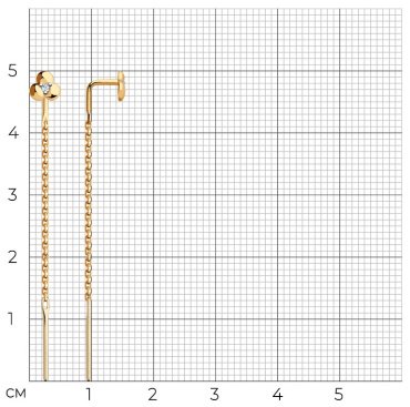 Серьги-цепочки Diamant 51-123-00370-1 вес 0.82 г золото, фианит купить,NaN