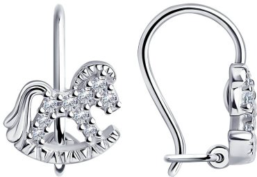 Серьги Diamant 94-120-00988-1 вес 1.54 г серебро, фианит купить,6899