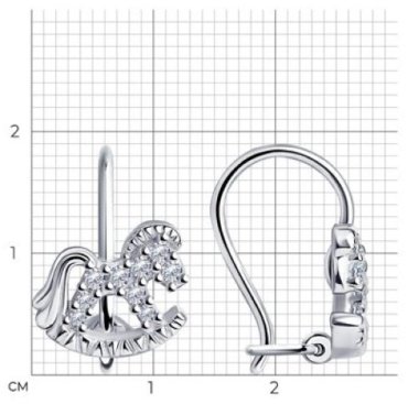 Серьги Diamant 94-120-00988-1 вес 1.54 г серебро, фианит купить,6899