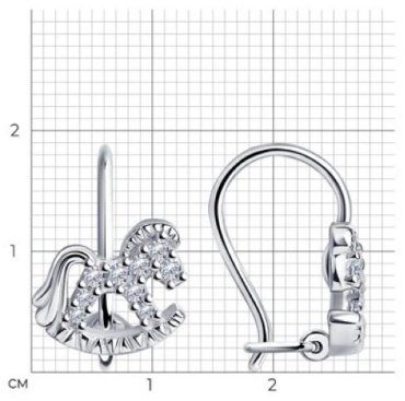 Серьги Diamant 94-120-00988-1 вес 1.54 г серебро, фианит купить,6899