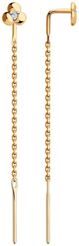 Серьги-цепочки Diamant 51-123-00370-1 вес 0.83 г золото, фианит купить,97470